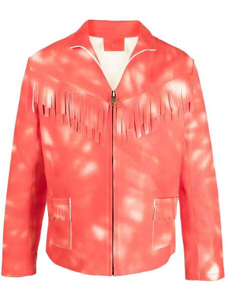  Erl Tie Dye-print Leather Jacket - Red 