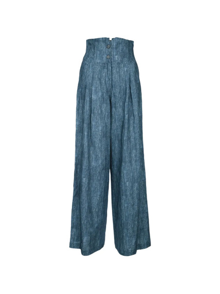  Ermanno Firenze Drawstring High-waisted Trousers - Blue 