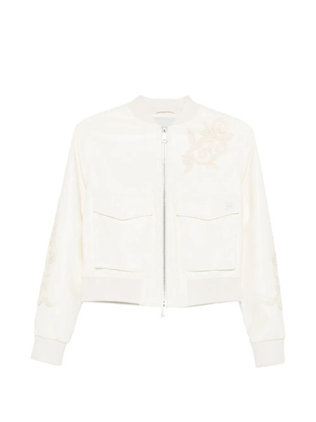  Ermanno Firenze Embroidered Bomber Jacket - Neutrals 