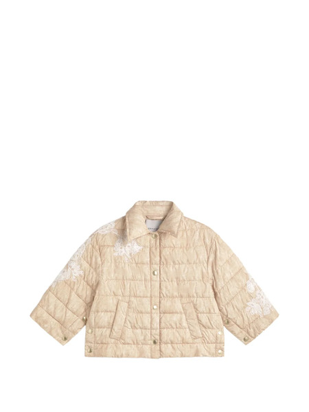  Ermanno Firenze Floral-embroidered Quilted Jacket - Neutrals 