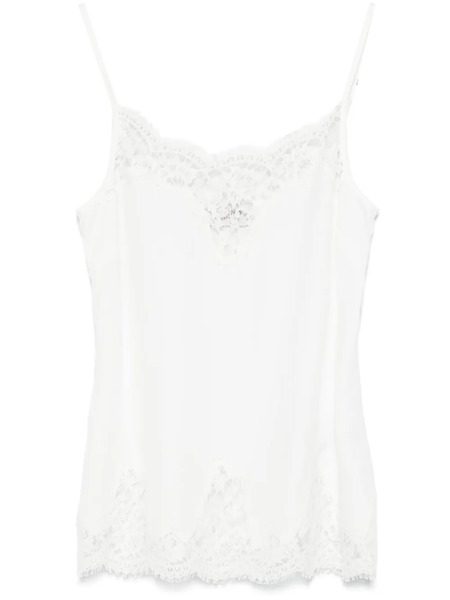  Ermanno Firenze Lace-trim Tank Top - White 