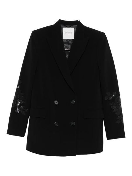  Ermanno Firenze Sequin-embellished Double-breasted Jacket - Black 