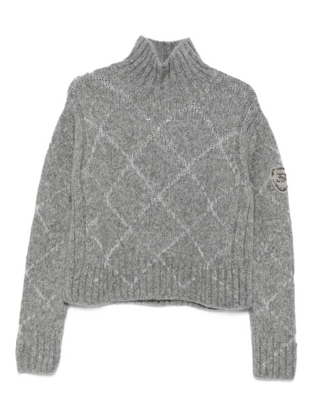 Ermanno Scervino High-neck Diamond-pattern Sweater - Grey 