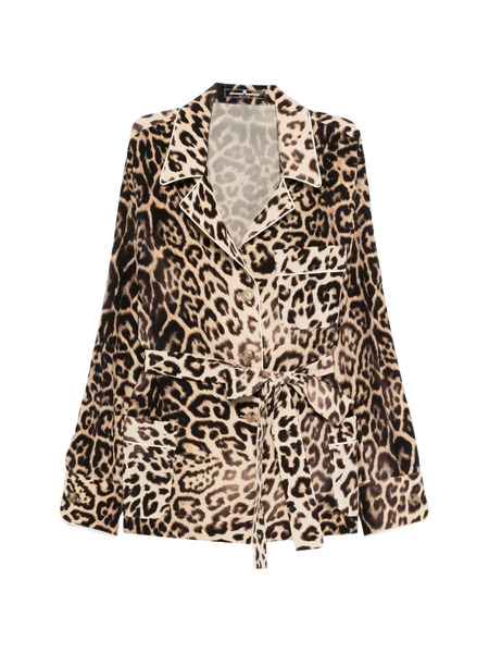  Ermanno Scervino Leopard-print Tie Jacket - Brown 