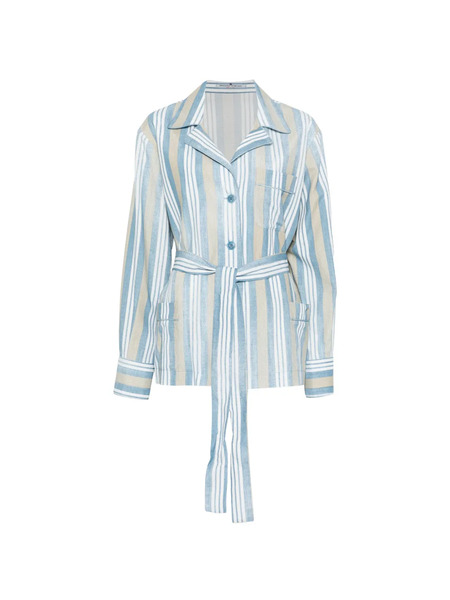  Ermanno Scervino Striped Belted Jacket - Blue 