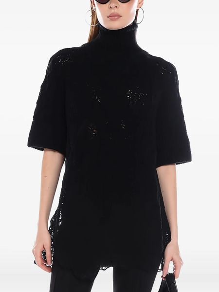  Ermanno Scervino Wool Blend Knitted Top - Black 