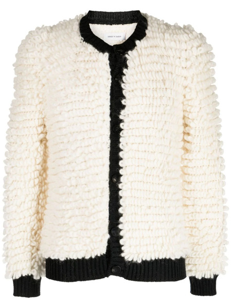  Ernest W. Baker Loop-knit Two-tone Cardigan - White 