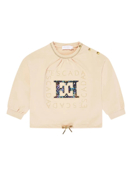  Escada Kids Sequin-embellished Logo Top - Neutrals 