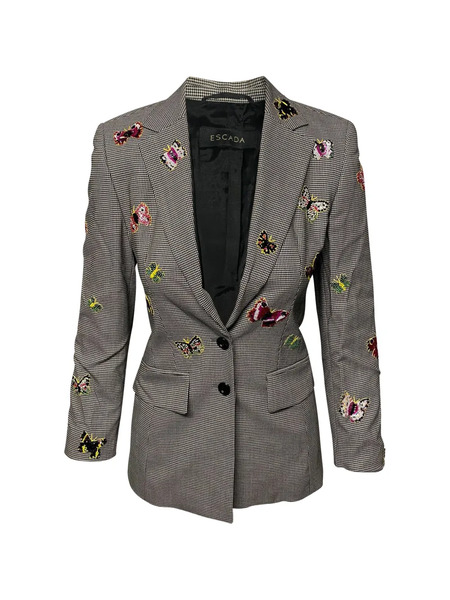  Escada Pre-owned Beaded Houndstooth Suit - Black 