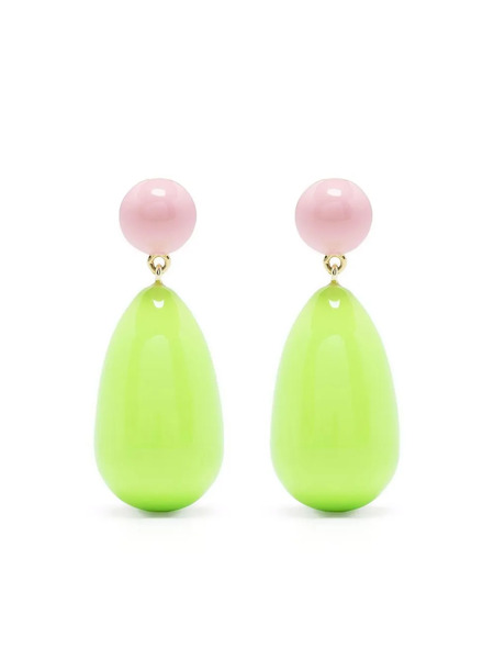  Eshvi Drop Enamel Earrings - Green 