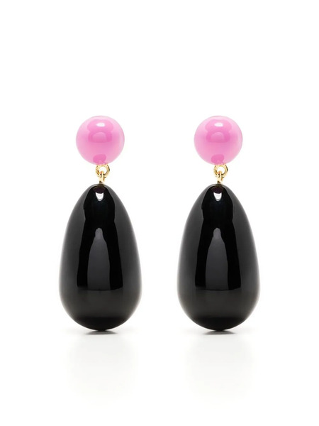  Eshvi Enamel Drop Earrings - Black 