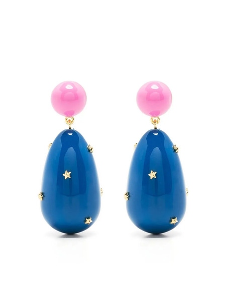  Eshvi Enamel Drop Earrings - Blue 