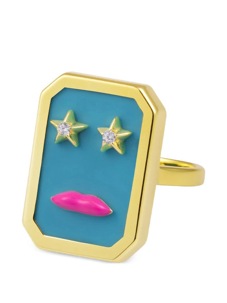  Eshvi Face Star Ring - Gold 