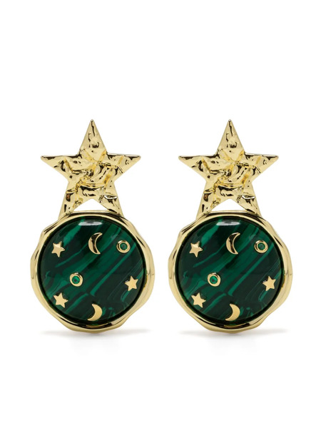  Eshvi Galaxy Star Earrings - Green 
