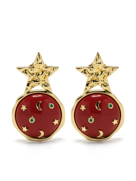  Eshvi Galaxy Star Earrings - Red 