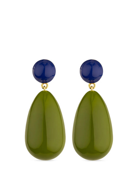  Eshvi Large Drop Earrings - Green 