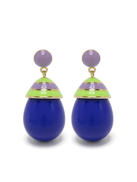  Eshvi Mini Striped Drop Earrings - Purple 