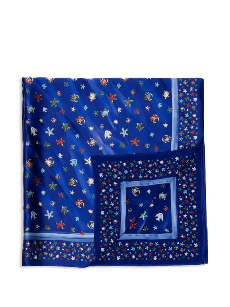  Eshvi Printed Silk Scarf - Blue 