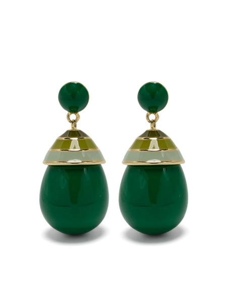  Eshvi Striped Drop Earrings - Green 