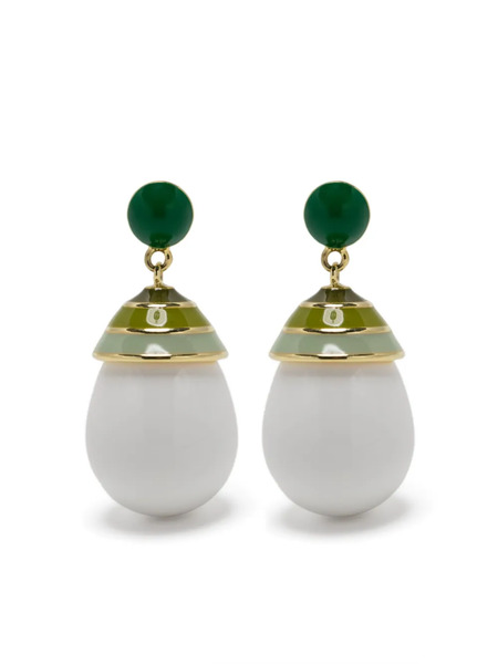  Eshvi Striped Drop Earrings - White 