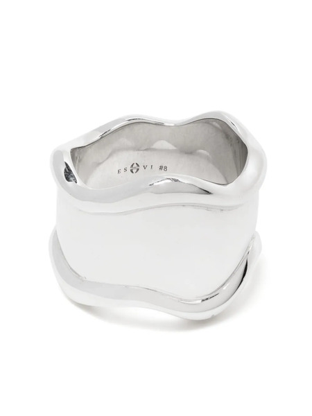  Eshvi Wave Brass Ring - Silver 