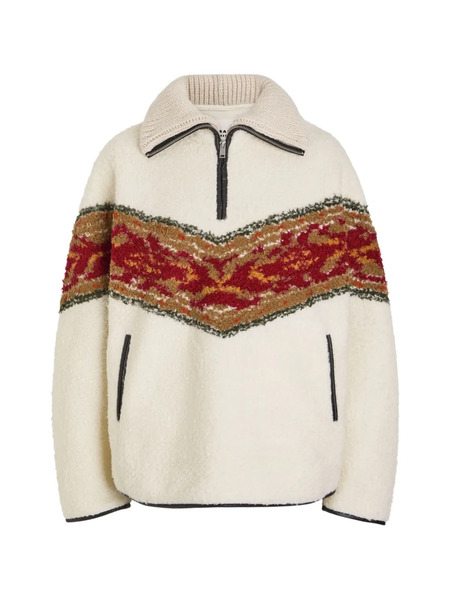  Etoile Patterned Half-zip Sweater - Neutrals 