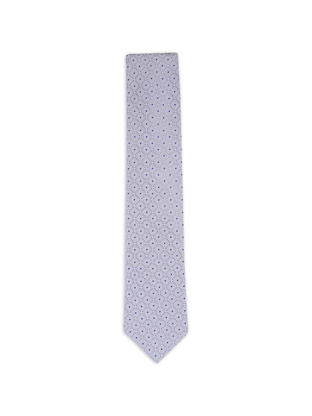  Eton Geometric Patterned Tie - Grey 