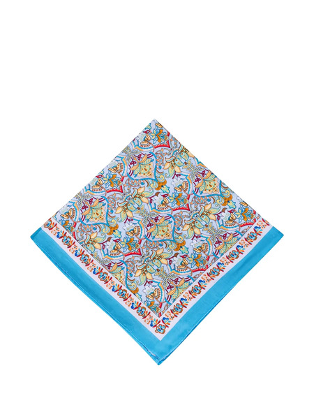  Eton Patterned Linen Pocket Square - Blue 