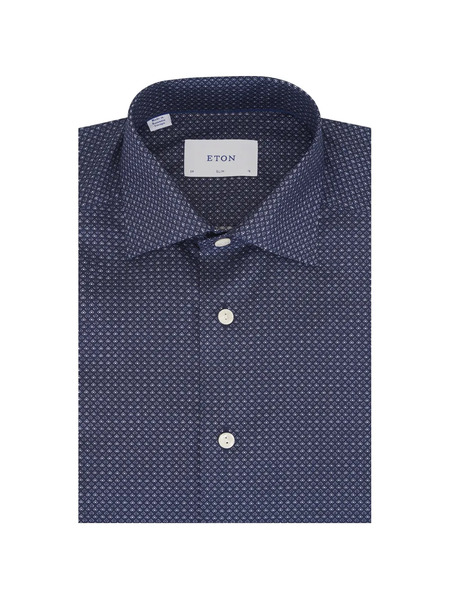  Eton Patterned Shirt - Blue 