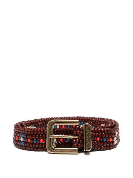  Etro Beaded Buckle Belt - Brown 