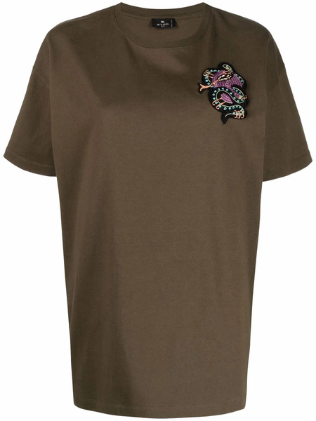  Etro Beaded Motif-patch Oversized T-shirt - Green 