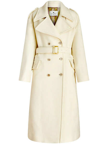  Etro Belted-waist Double-breasted Coat - Neutrals 
