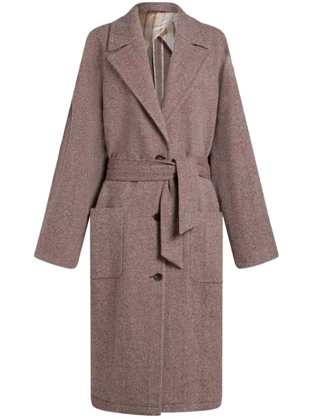  Etro Belted Wool Coat - Red 