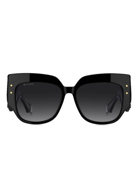  Etro Blossom-embellished Rectangle-frame Sunglasses - Black 