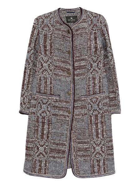 Etro Bouclé Jacquard Coat - Grey 