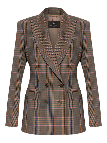  Etro Checked Double-breasted Blazer - Brown 