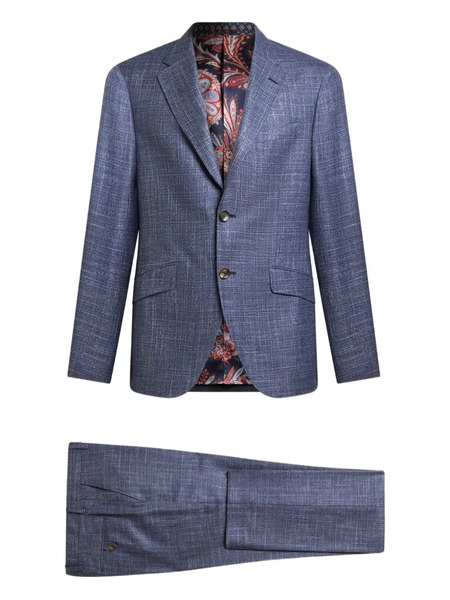  Etro Checked Wool Suit - Blue 