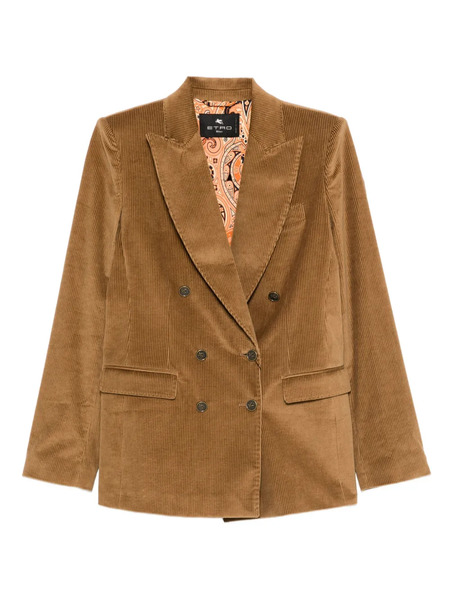  Etro Corduroy Double-breasted Blazer - Brown 