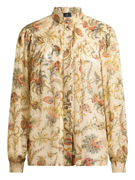  Etro Dotted-effect Floral Top - Neutrals 