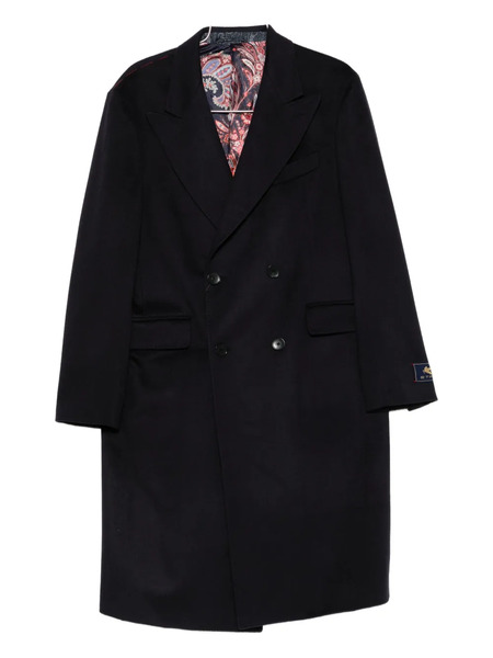  Etro Double-breasted Paisley-lined Coat - Blue 