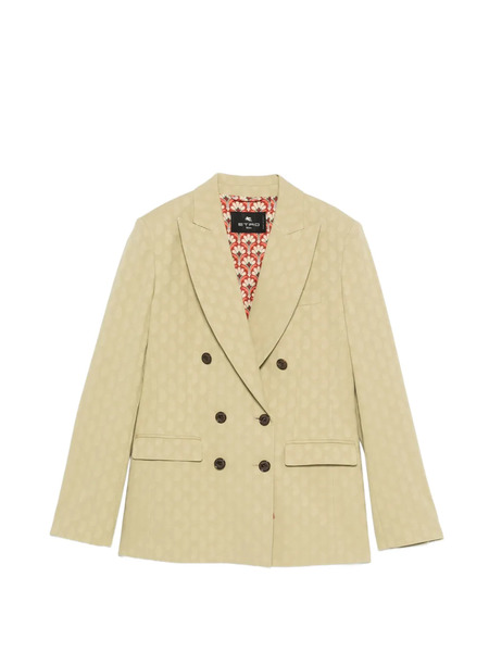  Etro Double-breasted Patterned Blazer - Green 