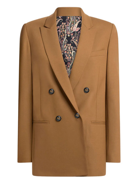  Etro Double-breasted Pegaso-buttons Blazer - Brown 