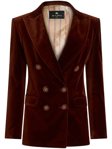  Etro Double-breasted Velvet Blazer - Brown 