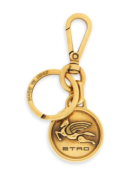  Etro Embossed Pegaso-charm Keyring - Gold 