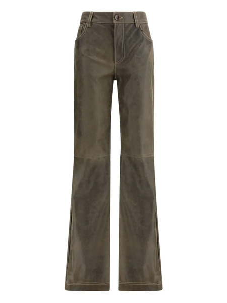  Etro Flared Leather Trousers - Brown 