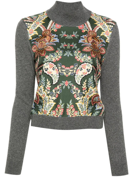  Etro Floral Contrast-panel Jumper - Grey 