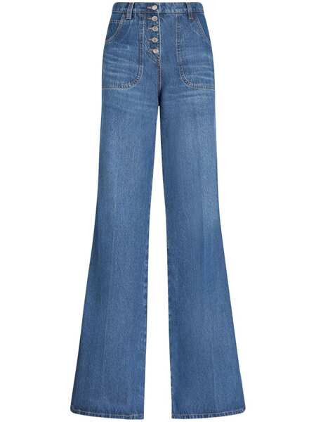  Etro Floral-embroidered Flared Jeans - Blue 