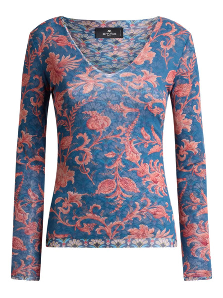  Etro Floral-motif Stretch Sweater - Blue 