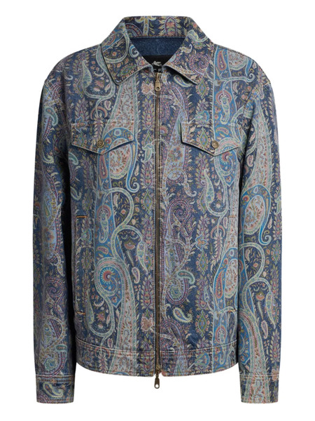  Etro Floral Paisley Denim Jacket - Blue 