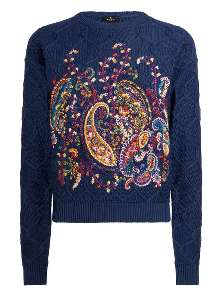  Etro Floral Paisley Embroidered Sweater - Blue 